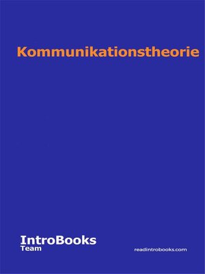 cover image of Kommunikationstheorie